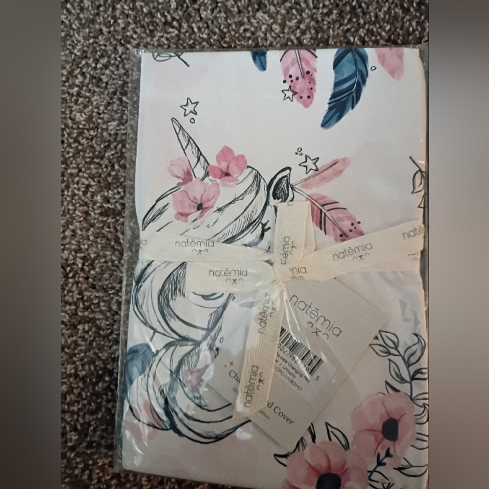 Natema Organic Percale Cotton Changing Pad Cover For Baby, NWT, Pink, Unicorn 🦄